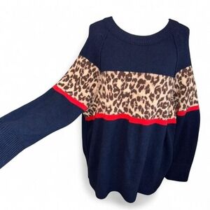 Arie Over Sized Leopard print and navy soft sweater Ladies